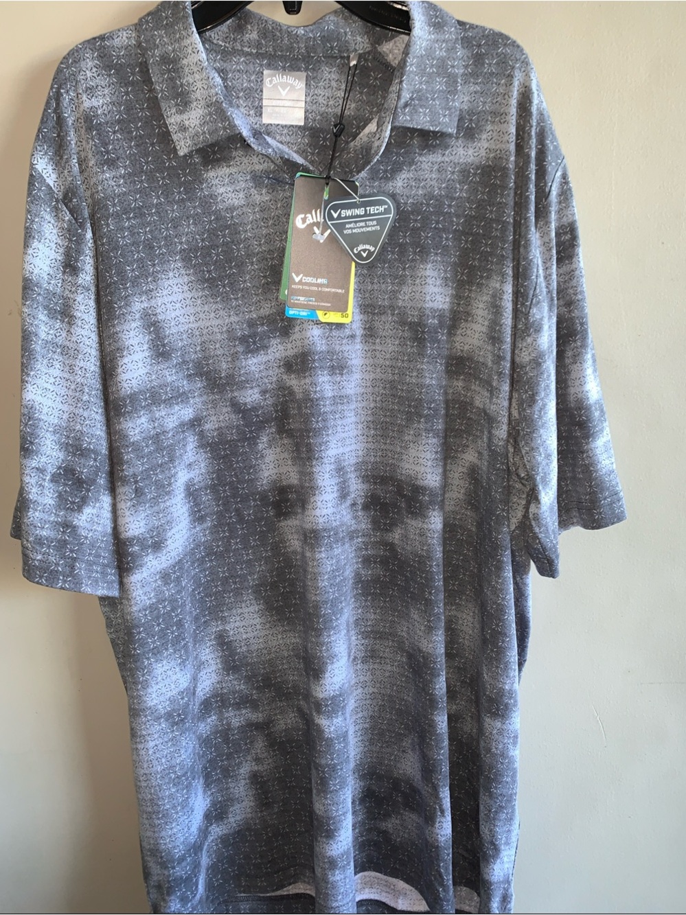 Callaway Men's Opti-Dri Golf Polo Gray Tone Pattern Polo
